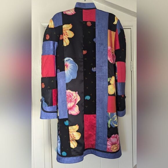 Rare Vintage Jeanne Marc LG Patchwork Floral Rainbow Art to Wear Jacket Duster - Picture 7 of 11